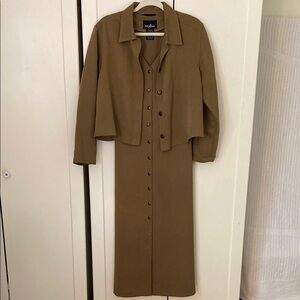 VINTAGE 2 pcs Co-ord Set Button Maxi Dress with Cropped Button Jacket Western